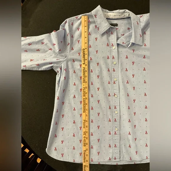 Light Blue Button-Up Shirt with Red Lobster Print - Picture 6 of 6